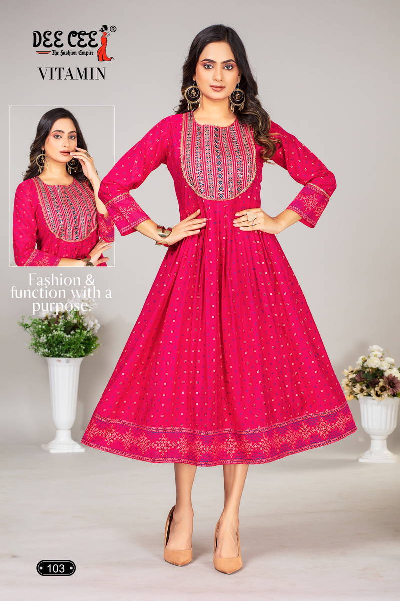 Vitamin By Dee Cee Chanderi Anarkali Kurtis Wholesale Shop In Surat
